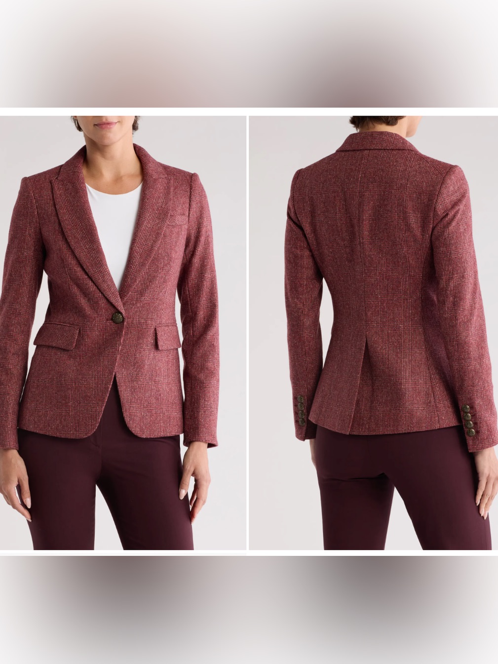 Nwt Veronica Beard Cutaway Dickey Wool Blazer In Wine Glen Plaid Check